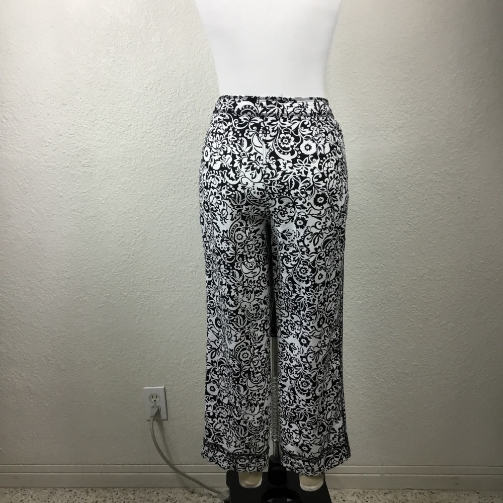 JH Collectibles Womens Pantes Sz 10 Linen Blend Black/White Cropped Hig…